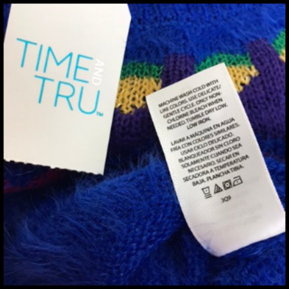 NEW! Soft Fluffy Royal Blue Fair Isle Sweater XL - Picture 6 of 8